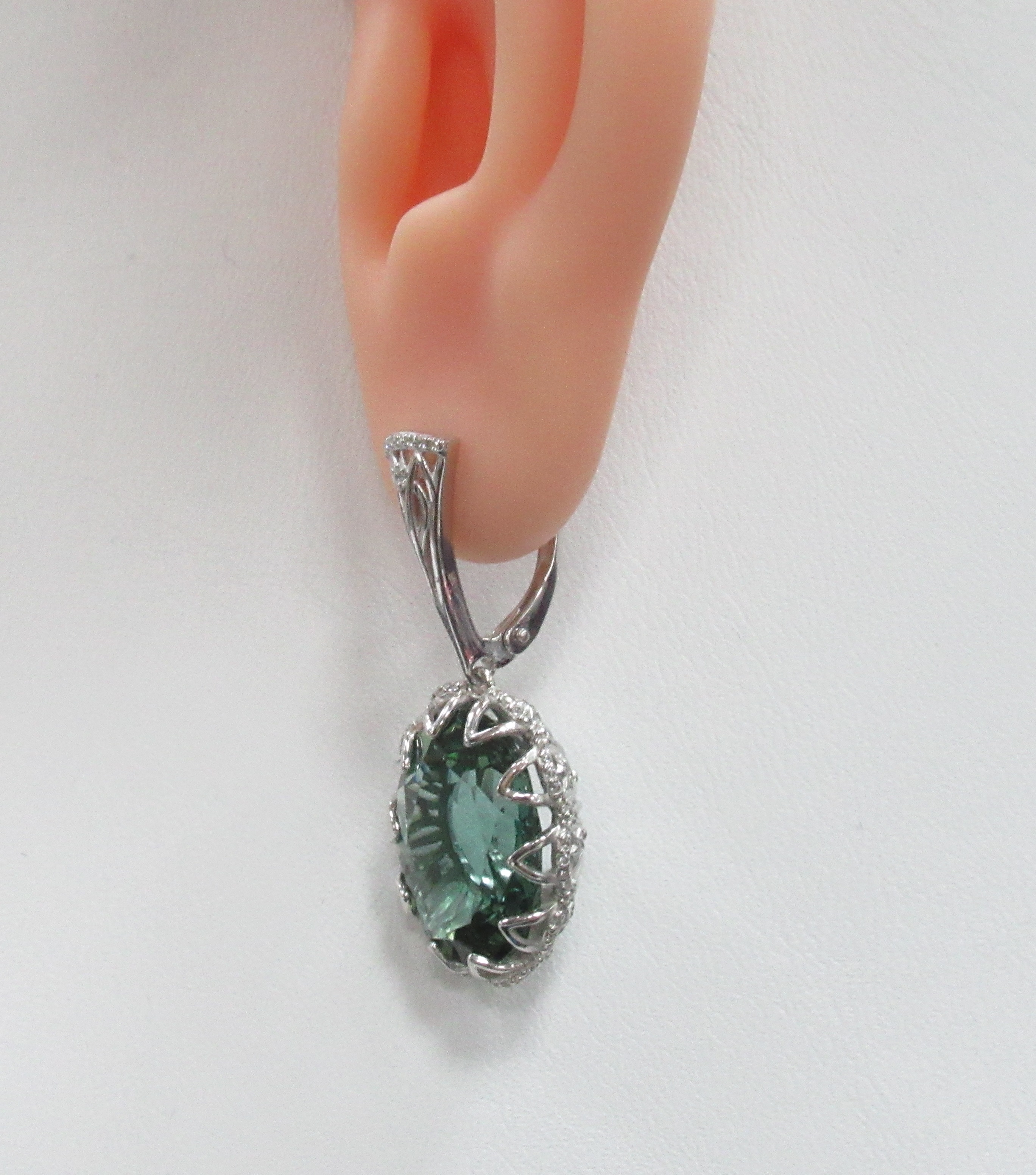 Серебряные серьги с празиолитами